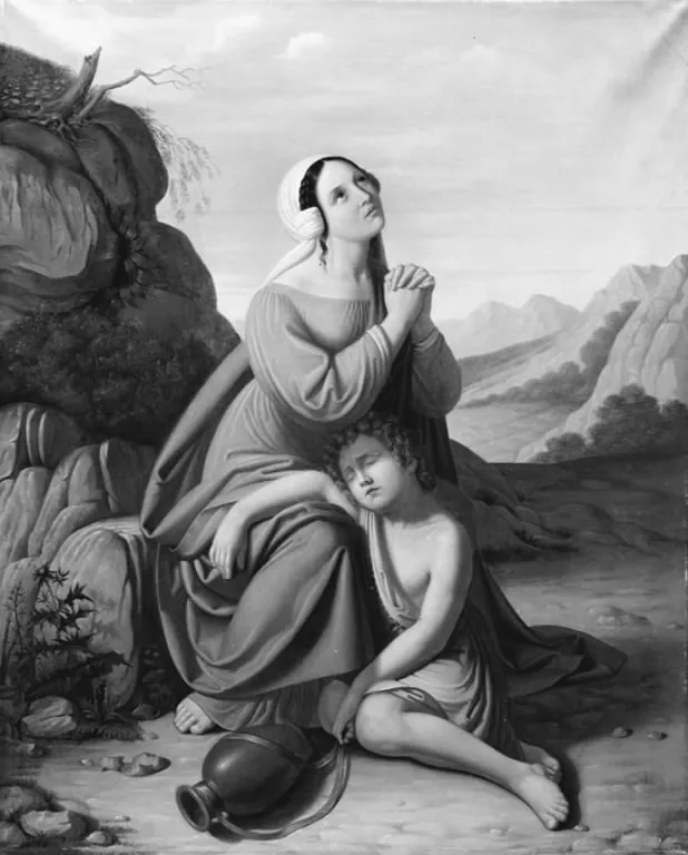 Hagar og Ismael (1831) by Benny Bendixen — original painting reproduced as a hand-painted oil on canvas