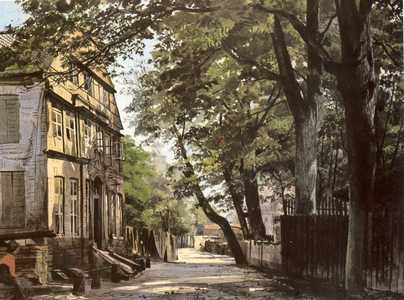 Hamburg Stadtdeich 9 (1880) by Ebba Tesdorpf — original painting reproduced as a hand-painted oil on canvas