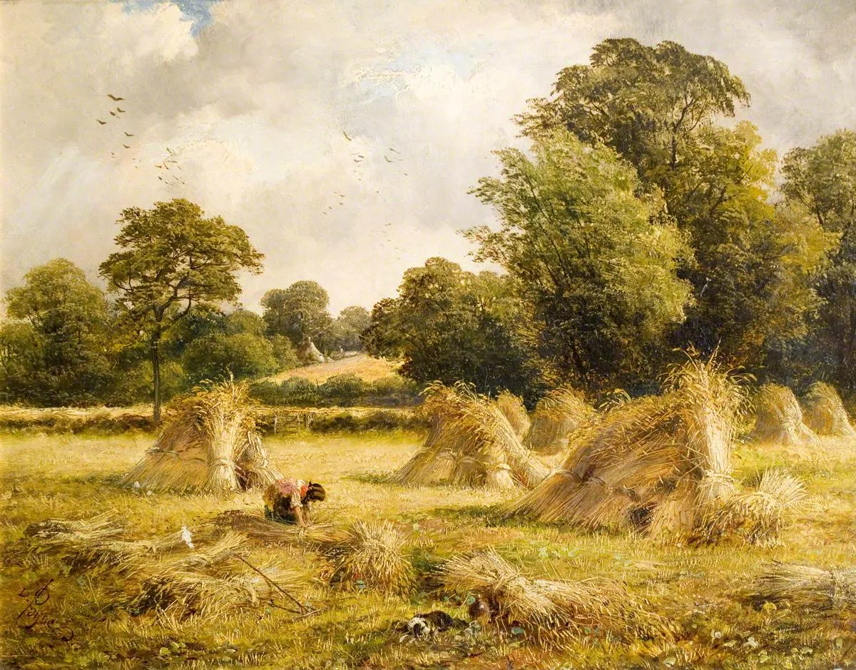 Harvest Home and Golden Corn (1875) by David Payne — original painting reproduced as a hand-painted oil on canvas