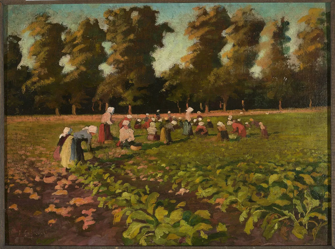Harvesting beetroots by Franciszek Łubieński — original painting reproduced as a hand-painted oil on canvas