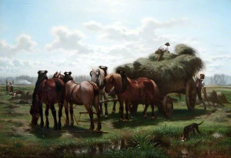 Haymaking by Charles Coumont — original painting reproduced as a hand-painted oil on canvas