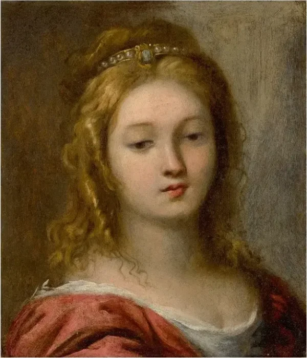 Head of a Woman Looking Down by Carlo Francesco Nuvolone — original painting reproduced as a hand-painted oil on canvas