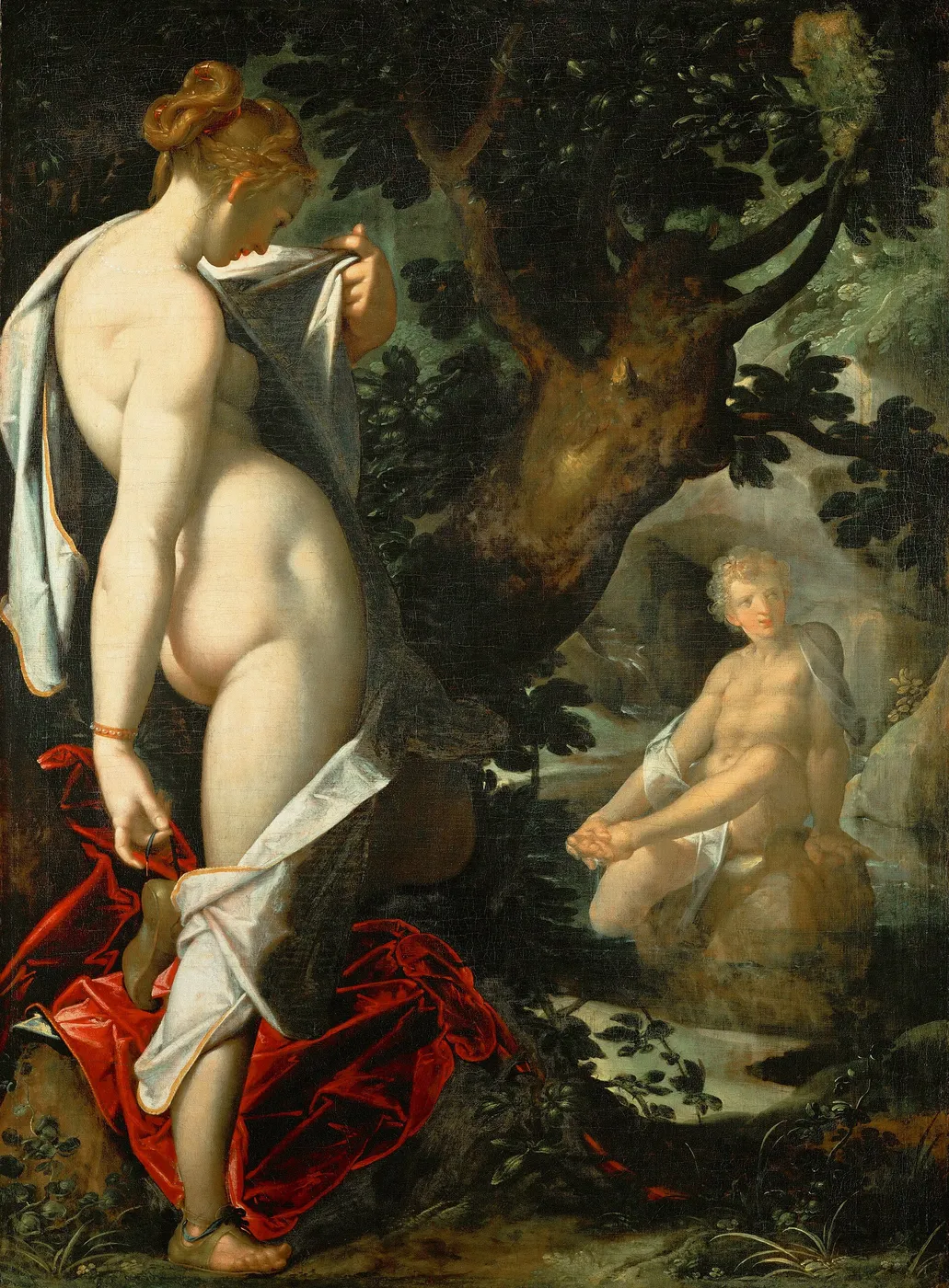 Hermaphroditus and the nymph Salmacis (1580) by Bartholomeus Spranger — original painting reproduced as a hand-painted oil on canvas