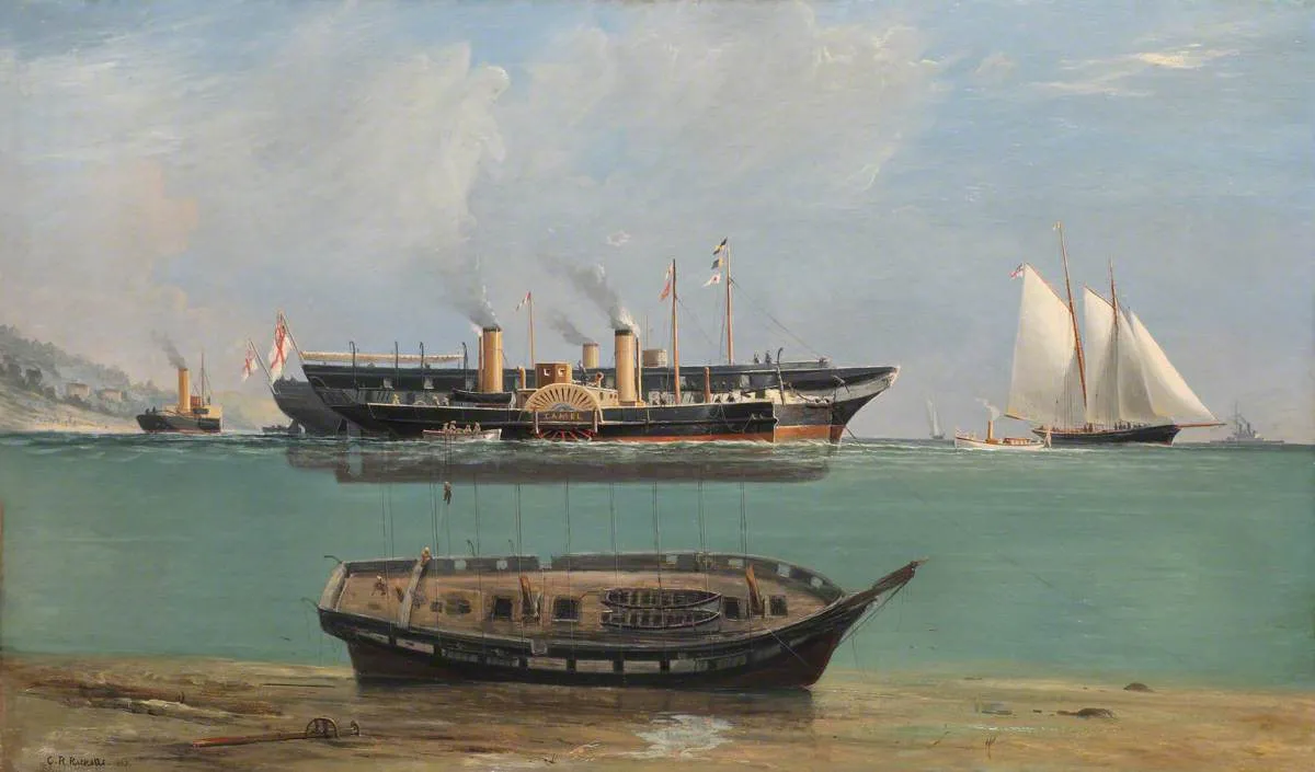 HMS ’Eurydice’ under Salvage (1882) by Charles Robert Ricketts — original painting reproduced as a hand-painted oil on canvas