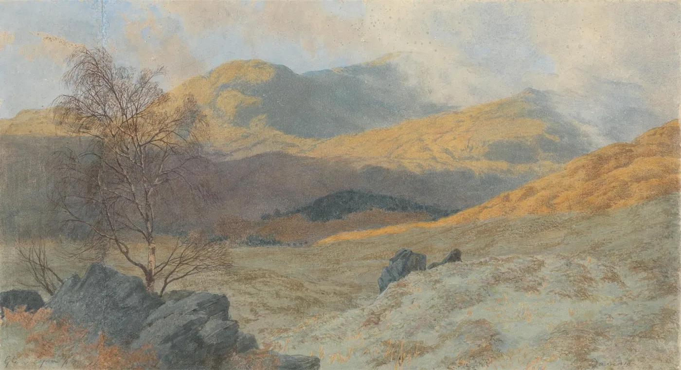 Hoar Frost, Misty Morning: Glen Lyon by Charles Davidson — original watercolour reproduced as a hand-painted oil on canvas