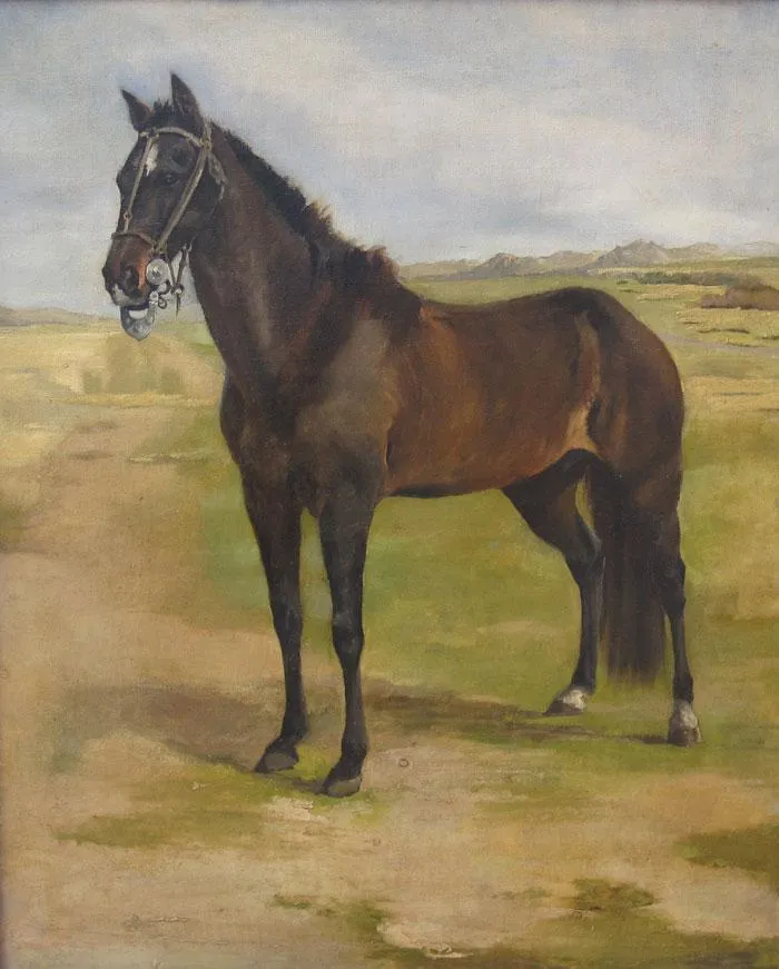 Horse (1890) by Diógenes Hequet — original painting reproduced as a hand-painted oil on canvas