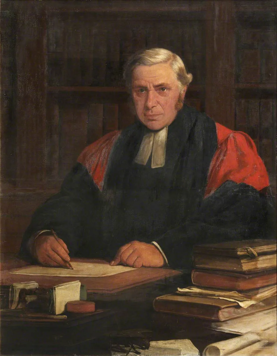 Hugo Daniel Harper (1821–1895), Principal of Jesus College, Oxford (1877–1895) (1884) by Franklin Tuttle — original painting reproduced as a hand-painted oil on canvas