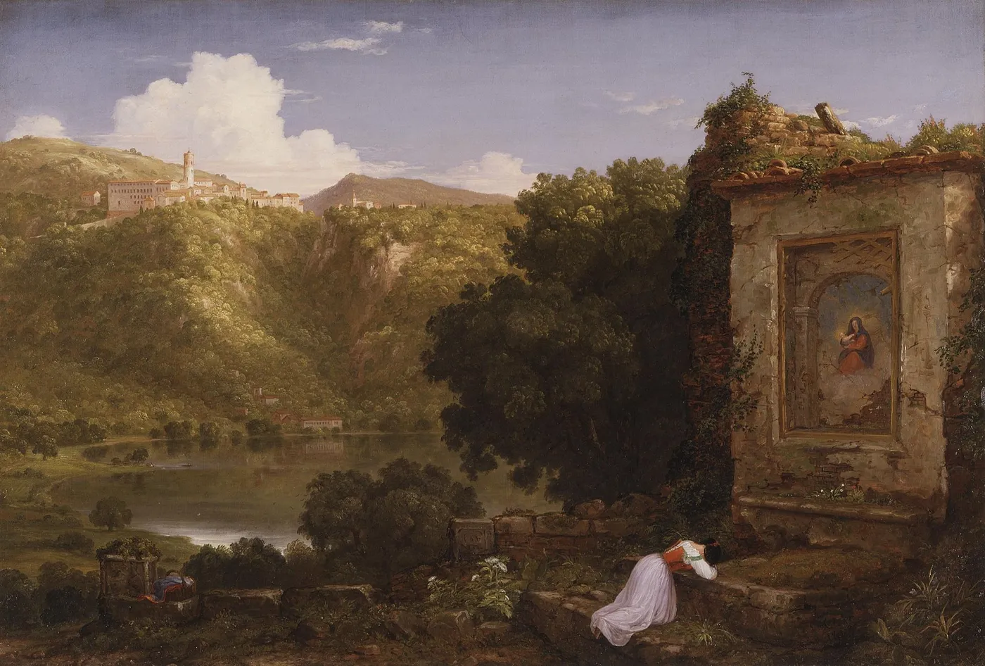 II Penseroso (1845) by Thomas Cole — original painting reproduced as a hand-painted oil on canvas