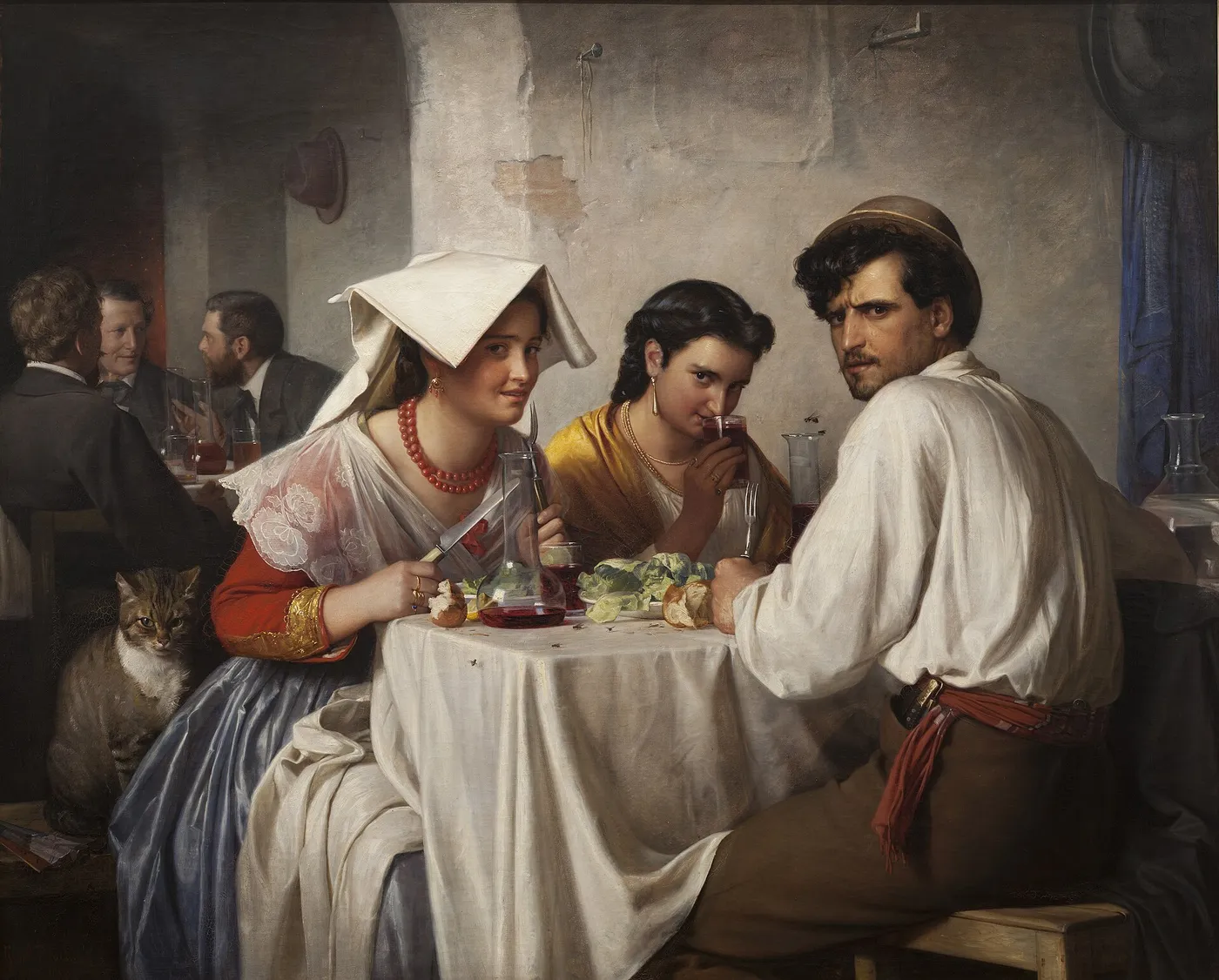 In a Roman Osteria (1866) by Carl Bloch — original painting reproduced as a hand-painted oil on canvas