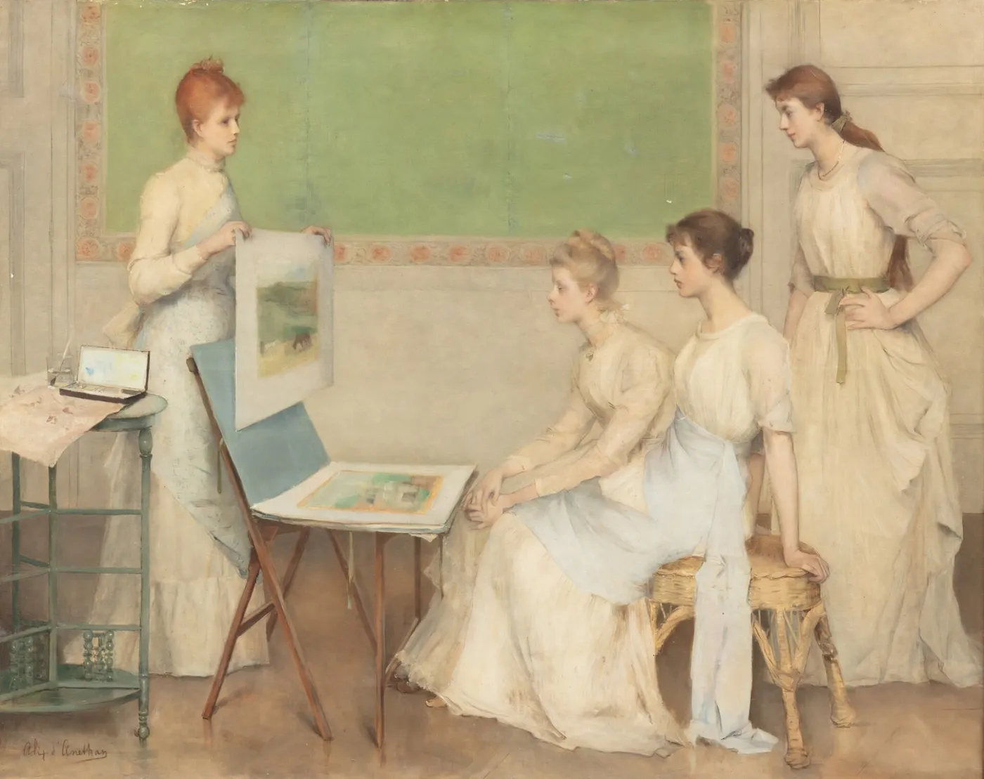 In the artist’s studio by Alix d'Anethan — original painting reproduced as a hand-painted oil on canvas