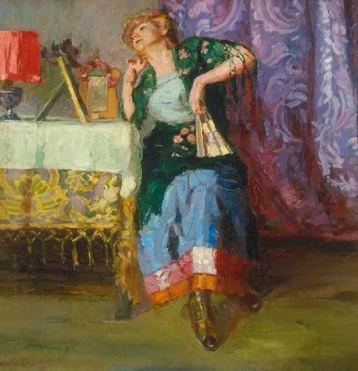 In the Boudoir by Ernő Béli Vörös — original painting reproduced as a hand-painted oil on canvas