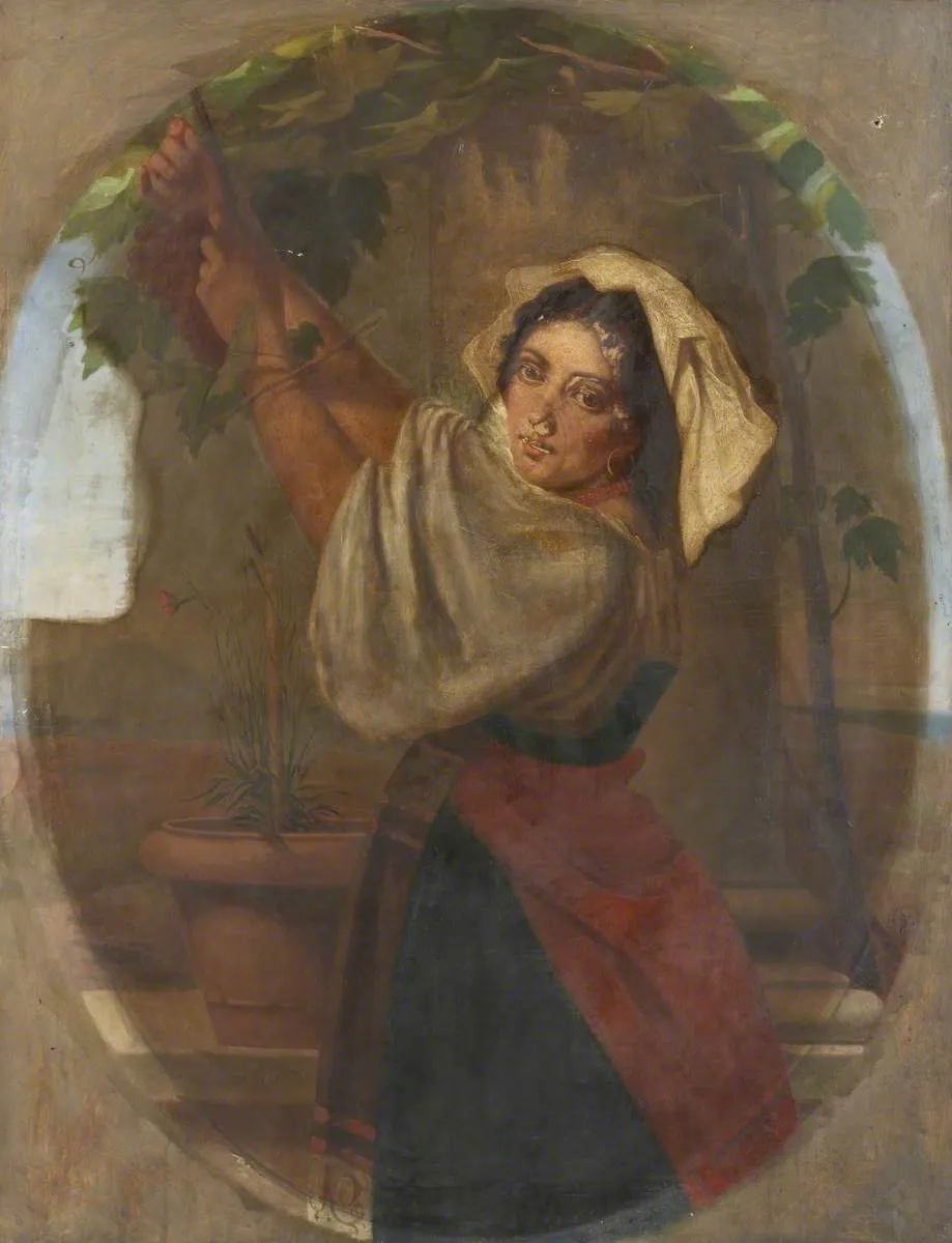 In the Vineyard (1860) by David Sani — original painting reproduced as a hand-painted oil on canvas
