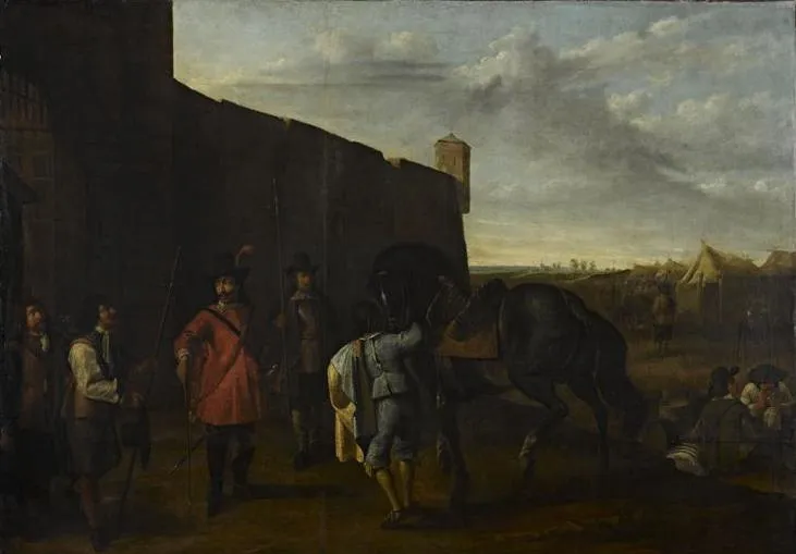 Inspection of the guardhouse (1650) by François Duchatel — original painting reproduced as a hand-painted oil on canvas