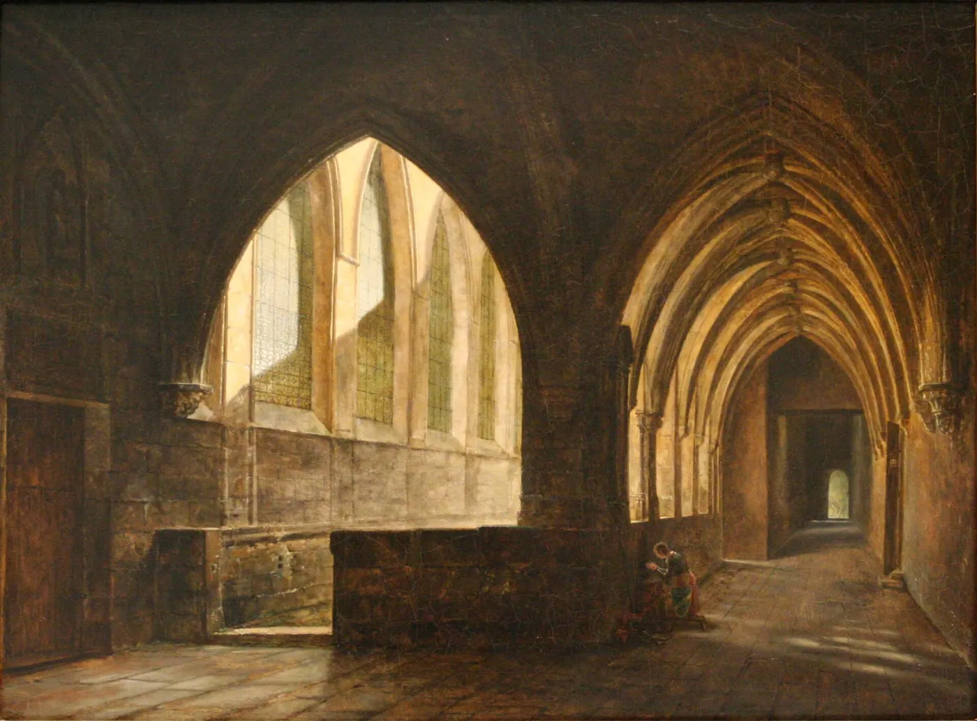 Intérieur du cloître de la cathédrale Saint-Sauveur d’Aix (1831) by Auguste de Forbin — original painting reproduced as a hand-painted oil on canvas