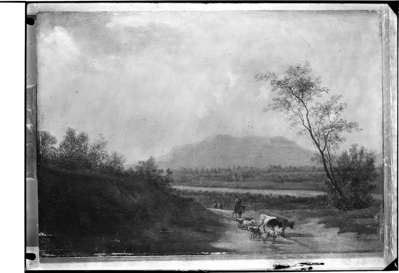 Italian landscape with a Herd (1654) by Adam Pynacker — original painting reproduced as a hand-painted oil on canvas