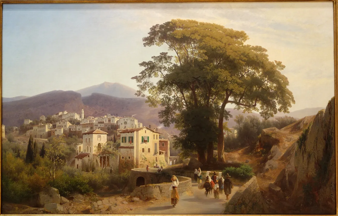Italian Village by Carl Rötteken — original painting reproduced as a hand-painted oil on canvas