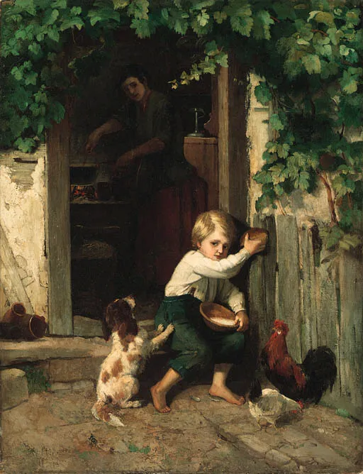 It’s Mine (1896) by Carl Heinrich Hoffmann — original painting reproduced as a hand-painted oil on canvas