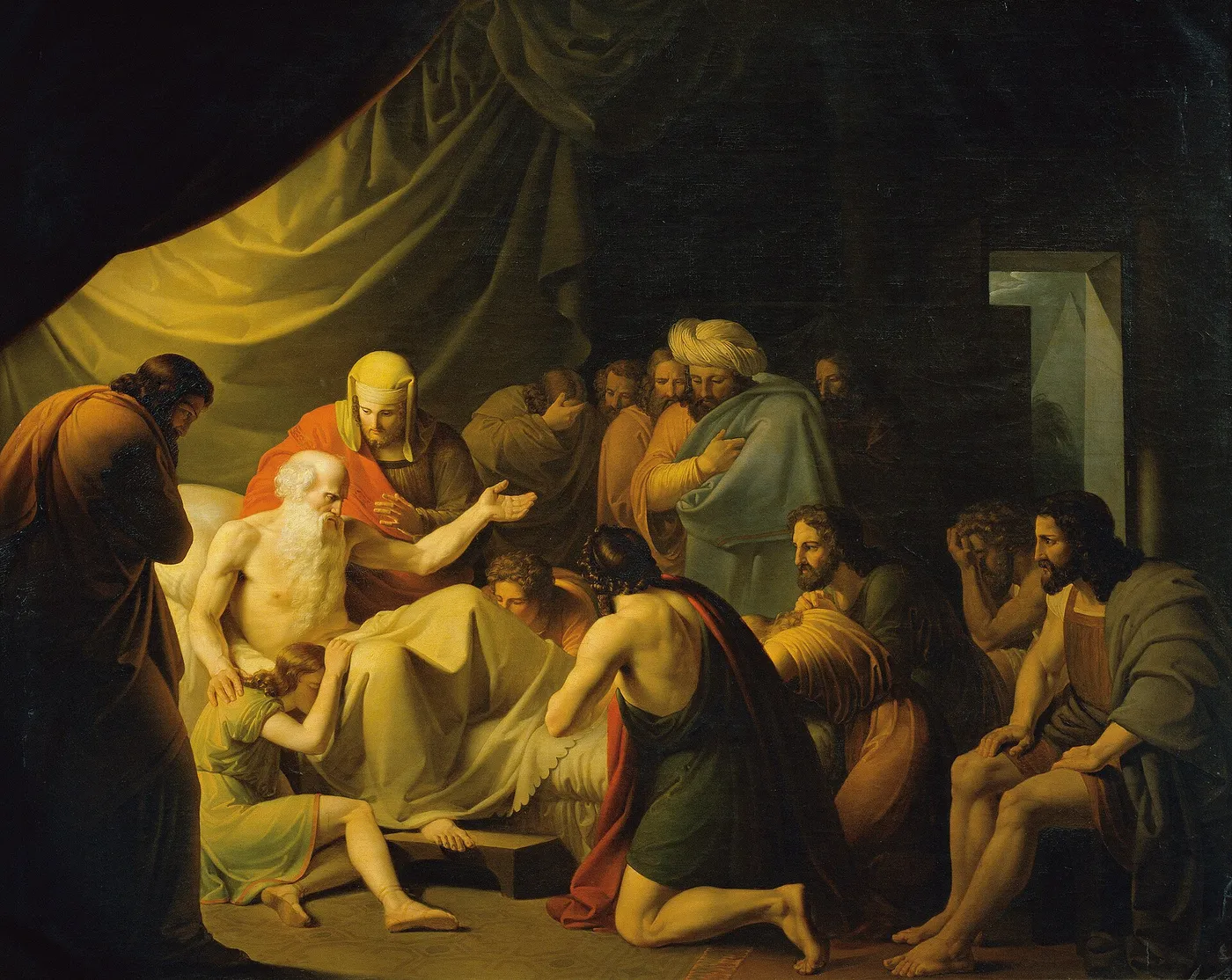 Jacob blesses the sons of Joseph (1820) by Carl Peter Goebel — original painting reproduced as a hand-painted oil on canvas