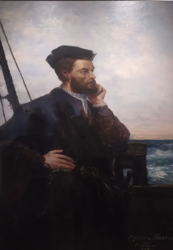 Jacques Cartier (1895) by Auguste Lemoine — original painting reproduced as a hand-painted oil on canvas