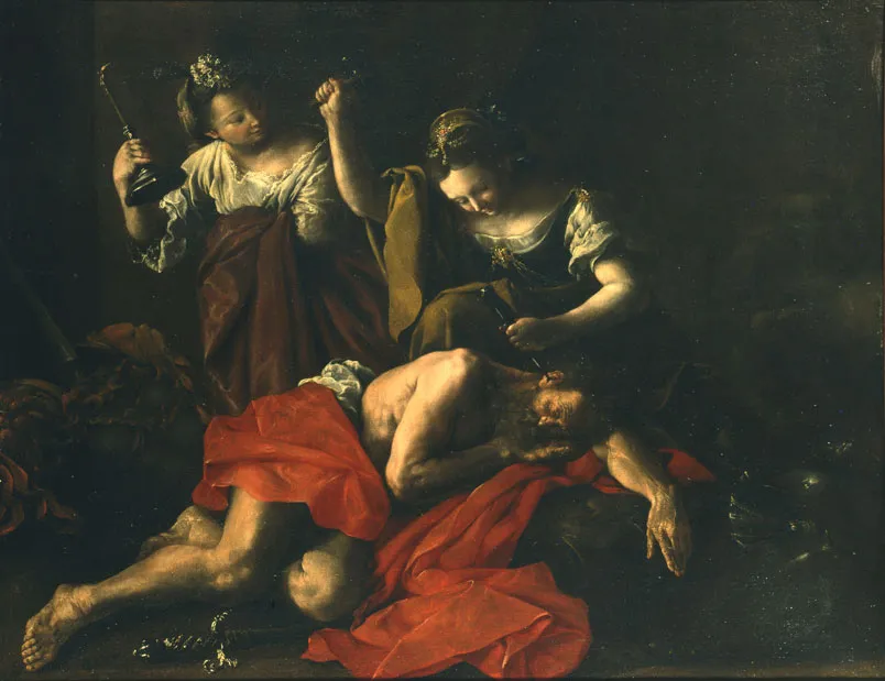 Jael and Sisera (1709) by Domenico Guidobono — original painting reproduced as a hand-painted oil on canvas