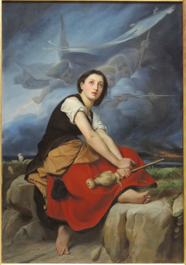 Jeanne d’Arc écoutant ses voix (1859) by François-Léon Benouville — original painting reproduced as a hand-painted oil on canvas