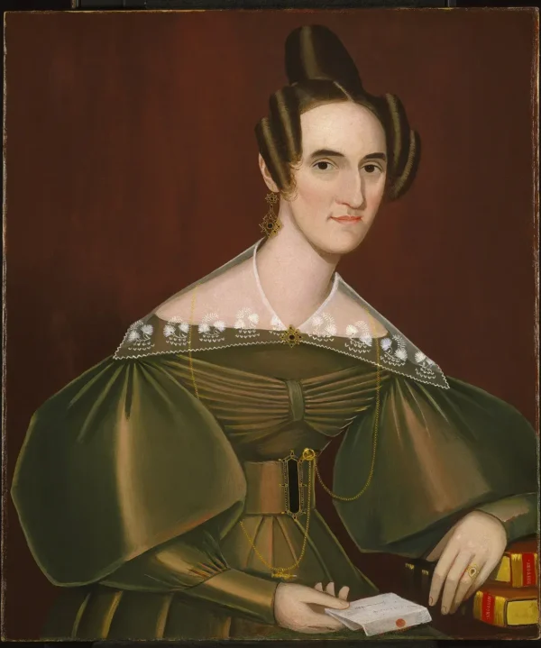 Jeannette Woolley, later Mrs. John Vincent Storm (1838) by Ammi Phillips — original painting reproduced as a hand-painted oil on canvas