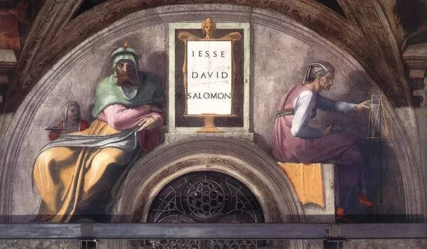 Jesse, David and Solomon (1511) by Michelangelo — original painting reproduced as a hand-painted oil on canvas