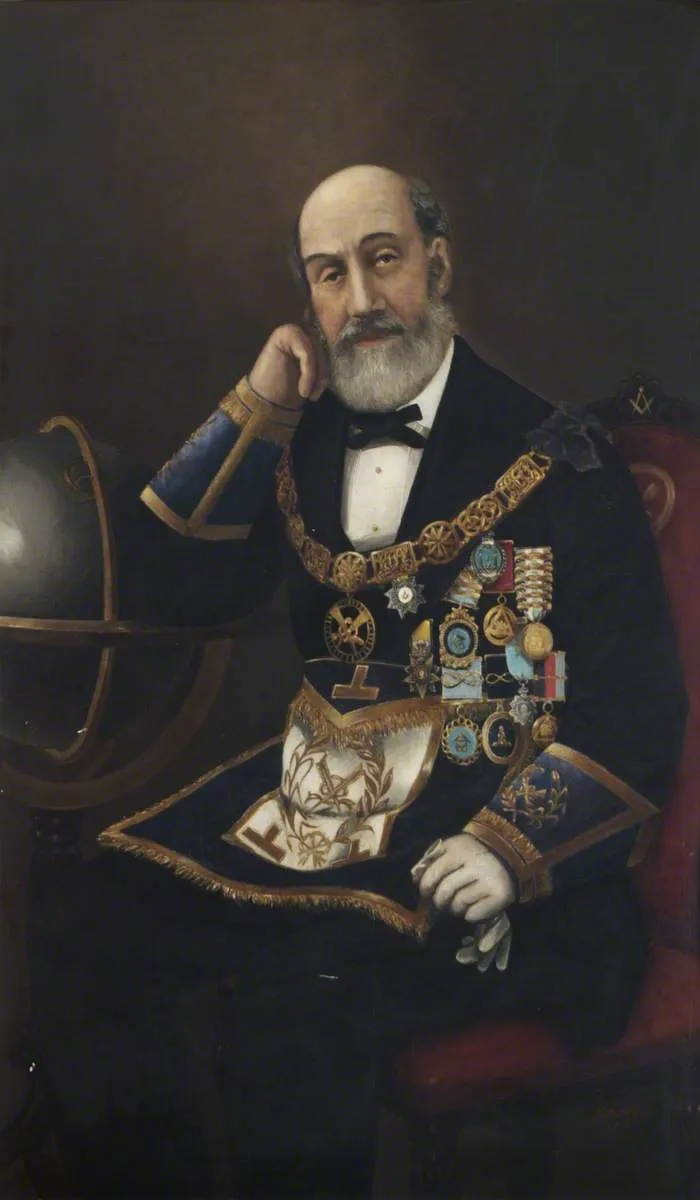 John Morant Hervey (1805–1880), Grand Secretary (1868–1880) (1875) by Ernest de Gleichen von Tettenborn — original painting reproduced as a hand-painted oil on canvas