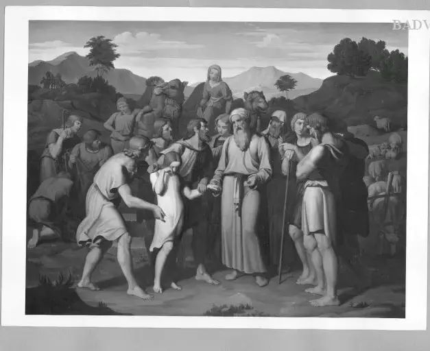 Joseph sold by his brothers (1831) by Carl Gottlieb Peschel — original painting reproduced as a hand-painted oil on canvas