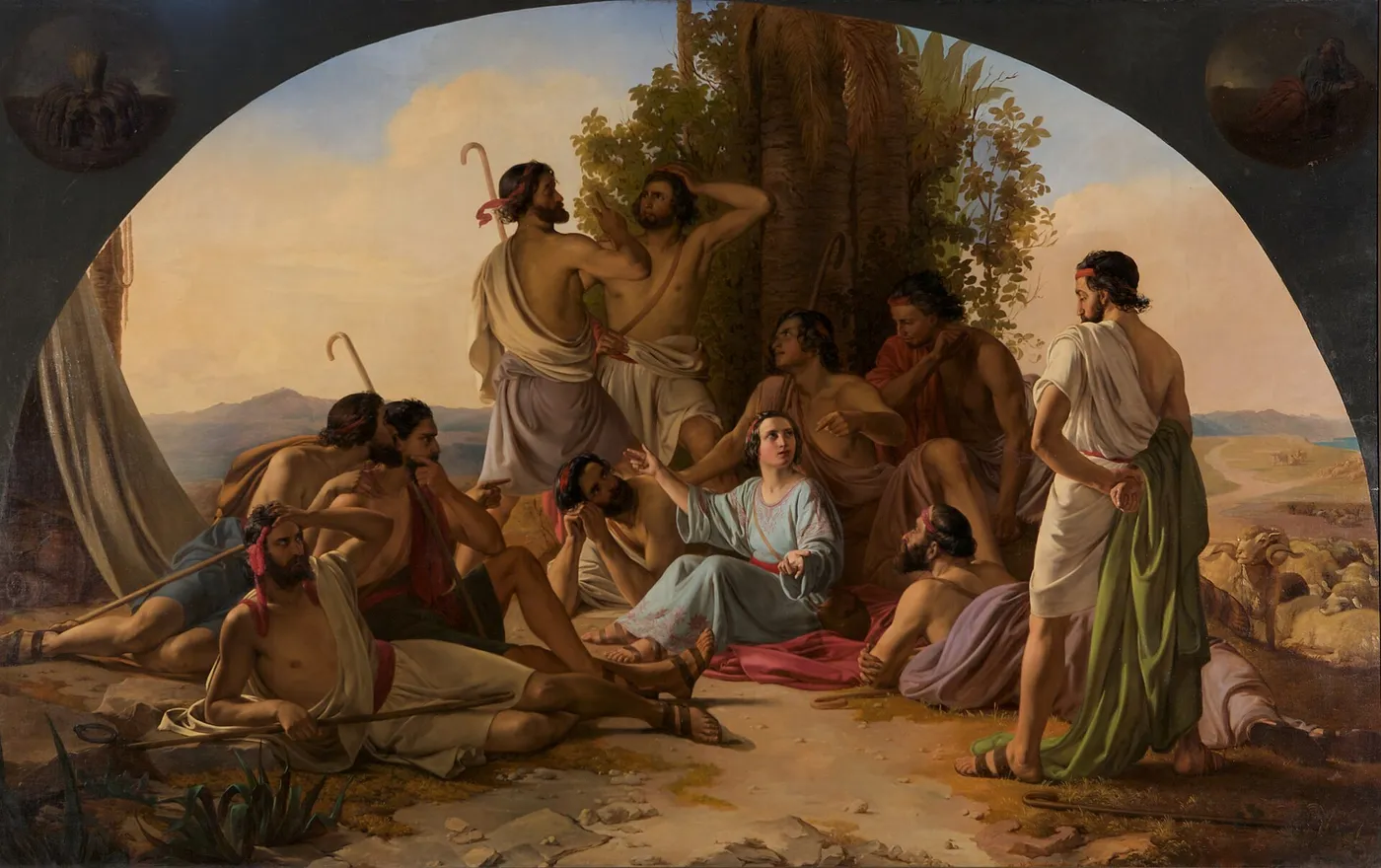 Joseph tells his dream (1845) by Carl Wurzinger — original painting reproduced as a hand-painted oil on canvas