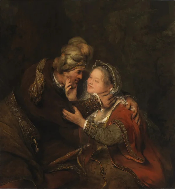 Judah and Tamar (1682) by Arent de Gelder — original painting reproduced as a hand-painted oil on canvas