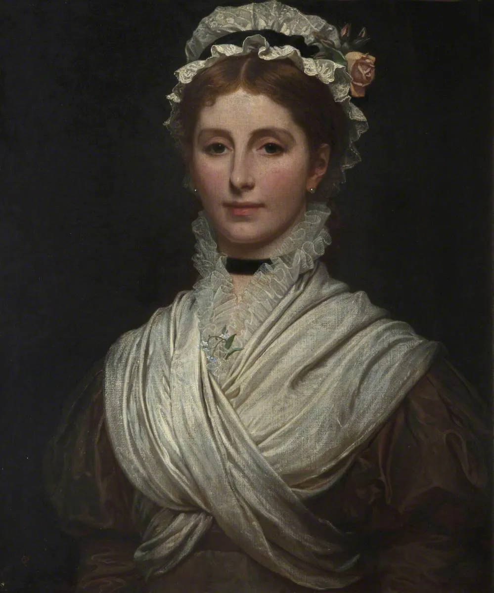 Katie Perugini, née Dickens (1839–1929) (1874) by Charles Edward Perugini — original painting reproduced as a hand-painted oil on canvas