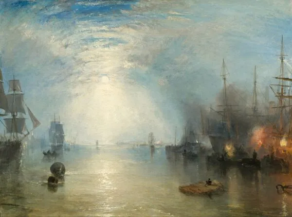 Keelmen Heaving in Coals by Moonlight (1835) by J. M. W. Turner — original painting reproduced as a hand-painted oil on canvas