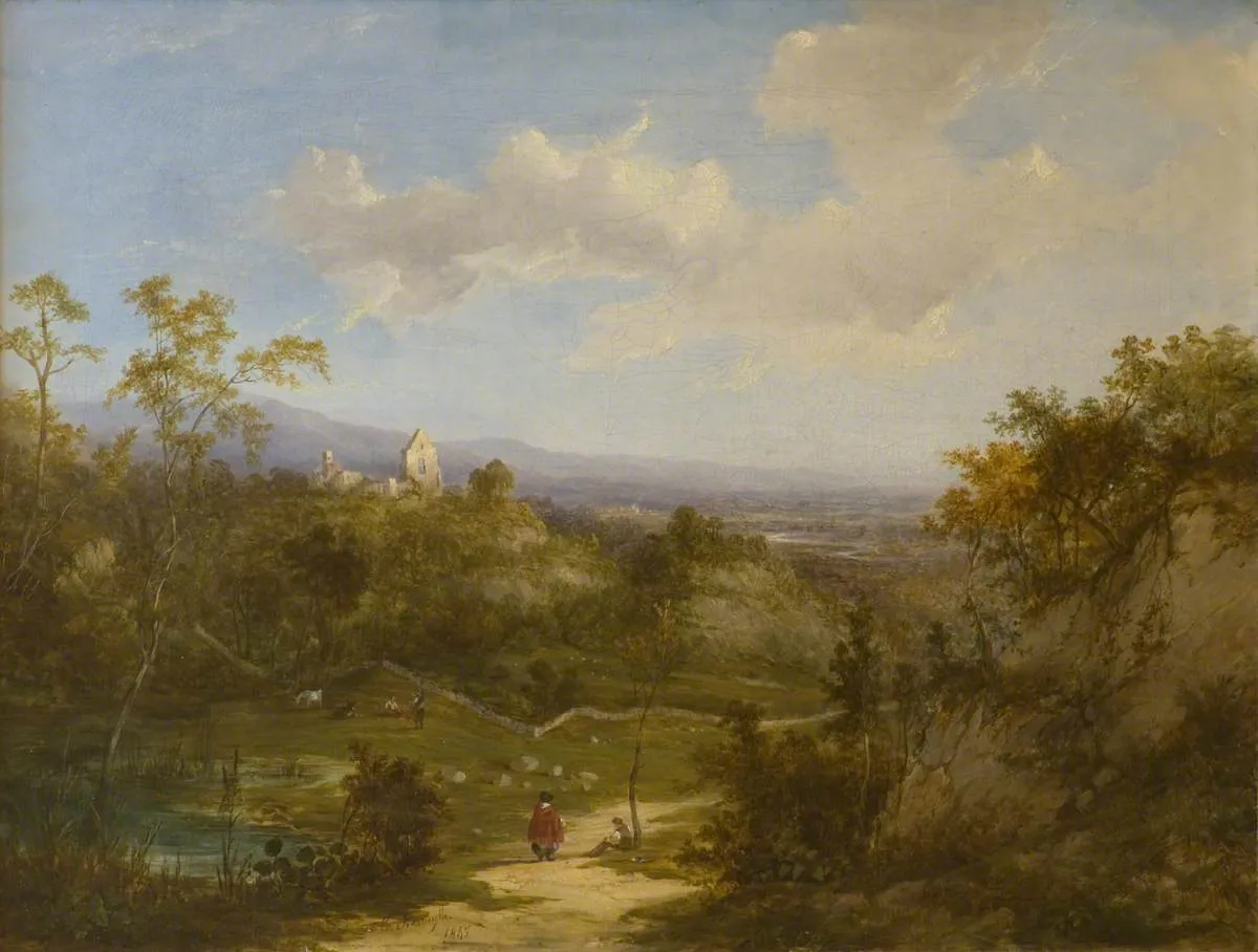 Kincardine Castle, Perthshire (1845) by Charlotte Nasmyth — original painting reproduced as a hand-painted oil on canvas
