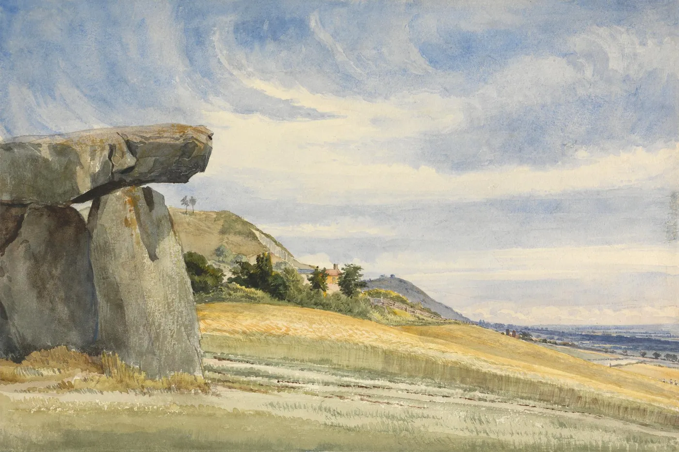 Kits Coty House, Near Maidstone, Kent by Alfred Gomersal Vickers — original watercolour reproduced as a hand-painted oil on canvas