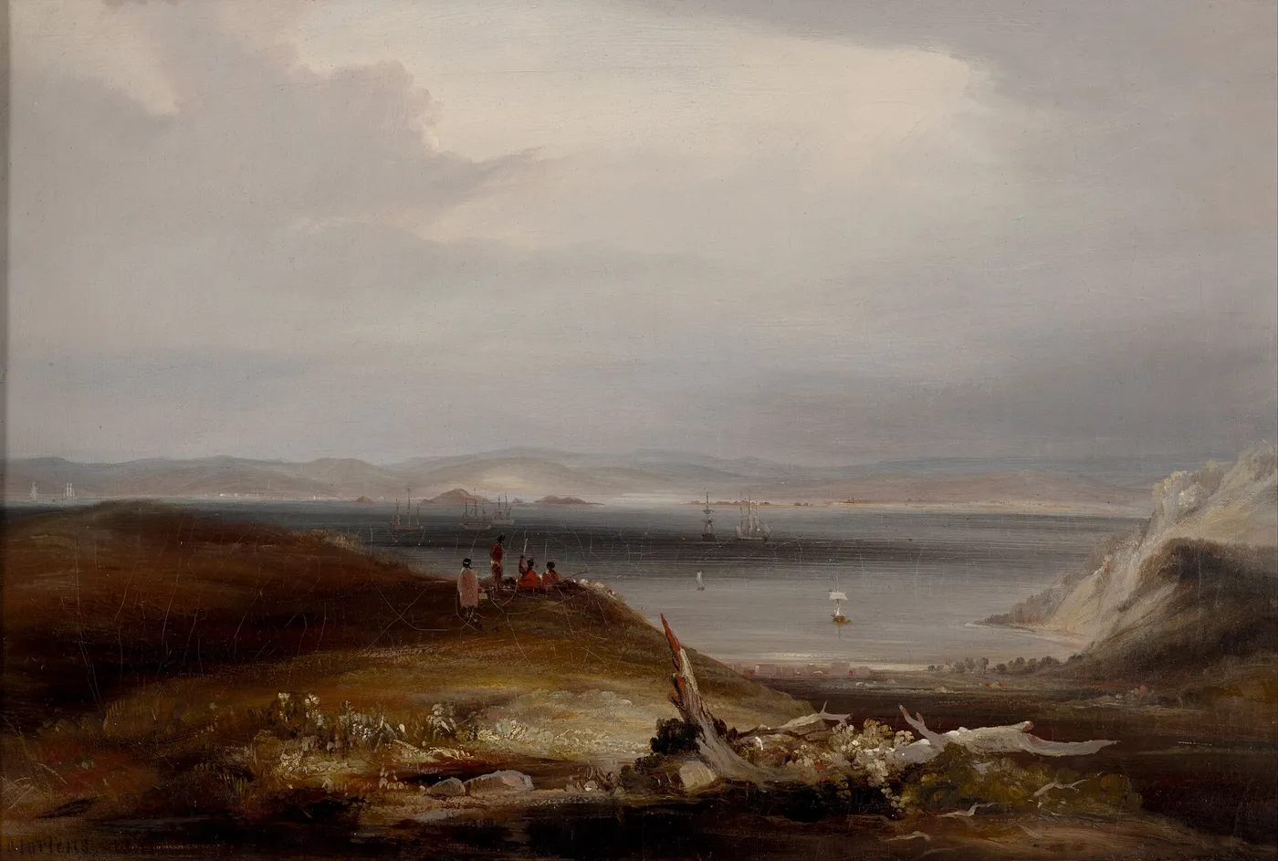 Kororareka in the Bay of Islands (1841) by Conrad Martens — original painting reproduced as a hand-painted oil on canvas