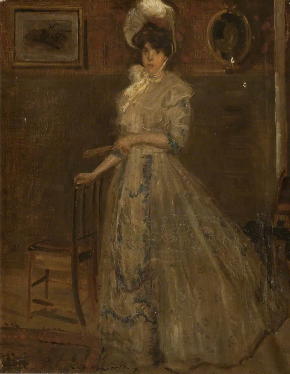 La Debutante (1910) by Charles Singleton Haworth — original painting reproduced as a hand-painted oil on canvas
