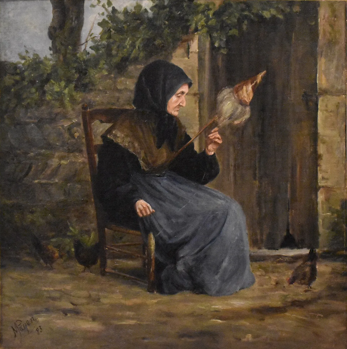 La fileuse (1883) by Ennemond Payen — original painting reproduced as a hand-painted oil on canvas