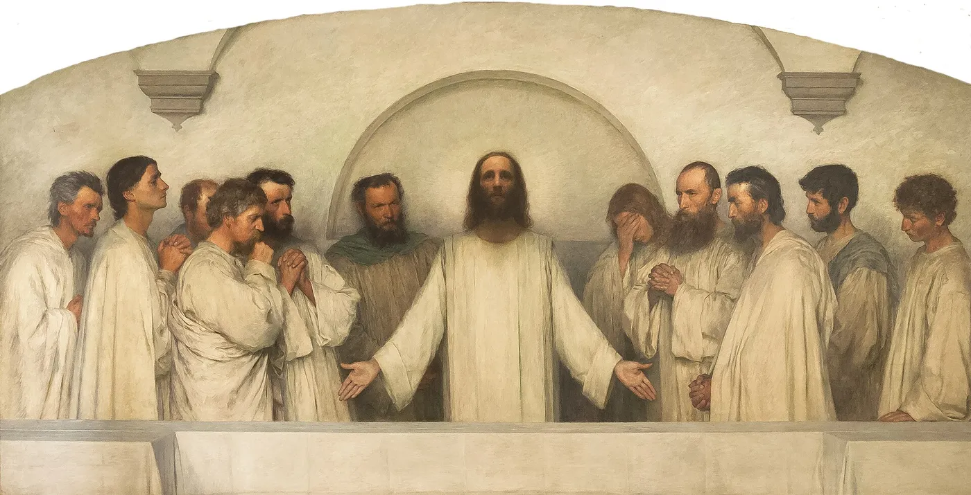 La Prière sacerdotale by Eugène Burnand — original painting reproduced as a hand-painted oil on canvas