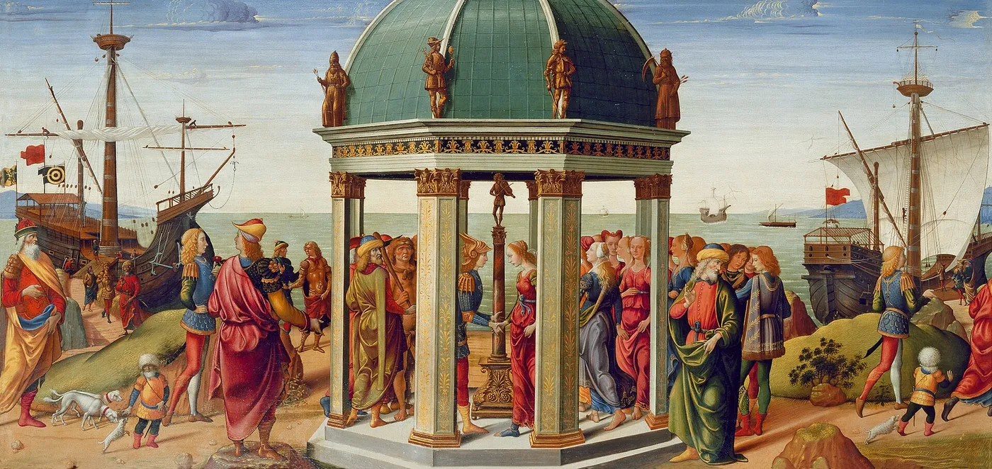 La Rencontre de Jason et Médée (1486) by Biagio d'Antonio — original painting reproduced as a hand-painted oil on canvas