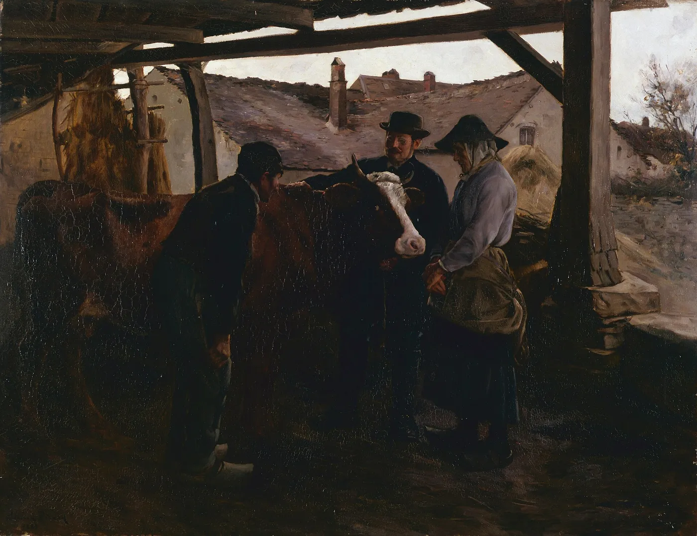 La vache malade (1889) by Edmond Picard — original painting reproduced as a hand-painted oil on canvas