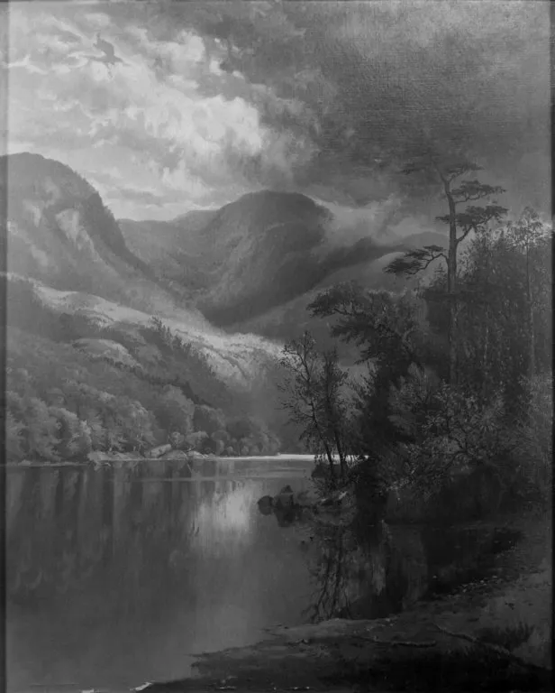 Lake Henderson, Adirondacks (1881) by Charles Day Hunt — original painting reproduced as a hand-painted oil on canvas