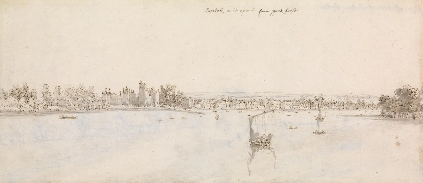Lambeth from York House by Francis Place — original watercolour reproduced as a hand-painted oil on canvas