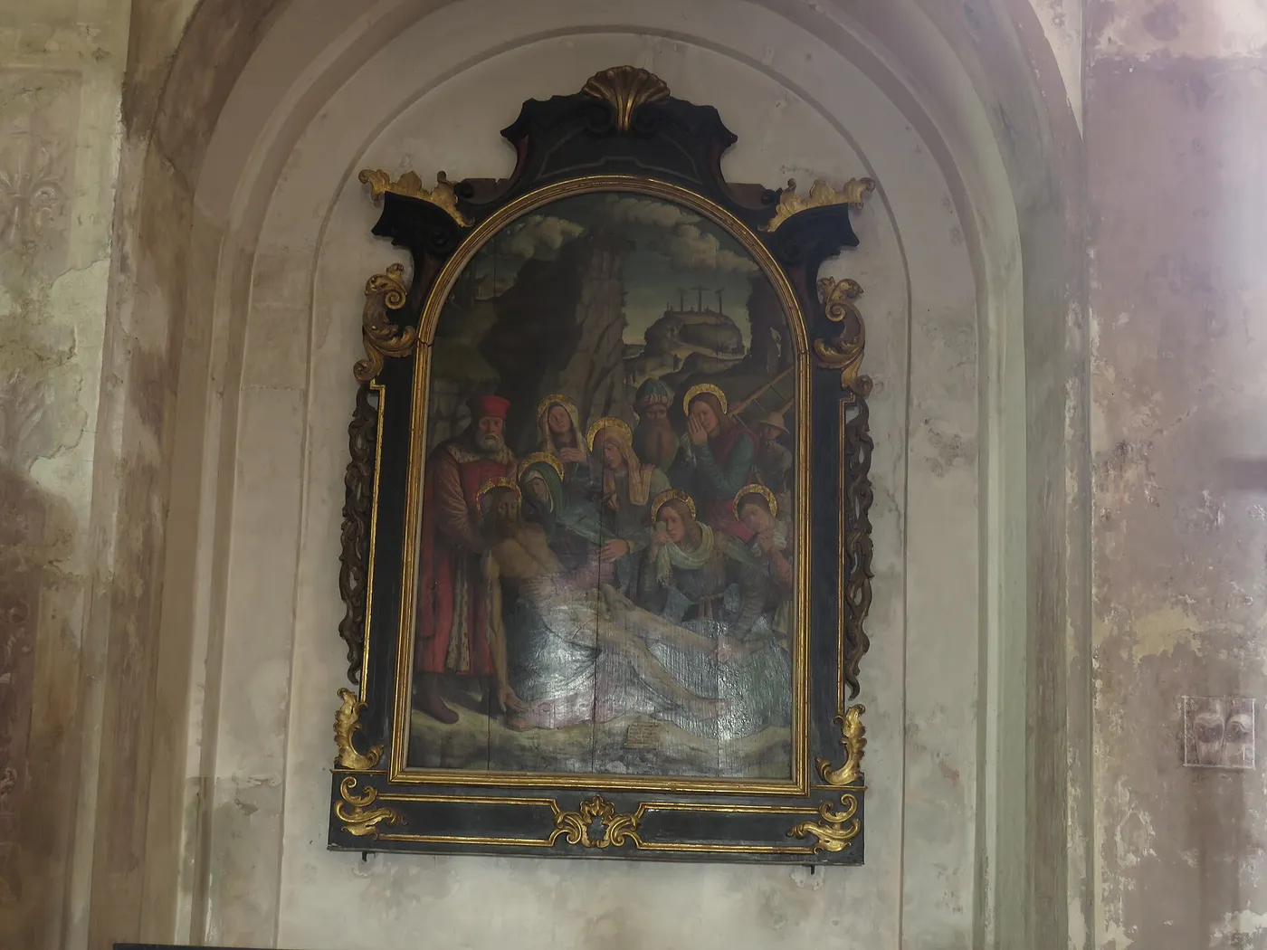 Lamentation over the Dead Christ (1548) by Fermo Stella — original painting reproduced as a hand-painted oil on canvas