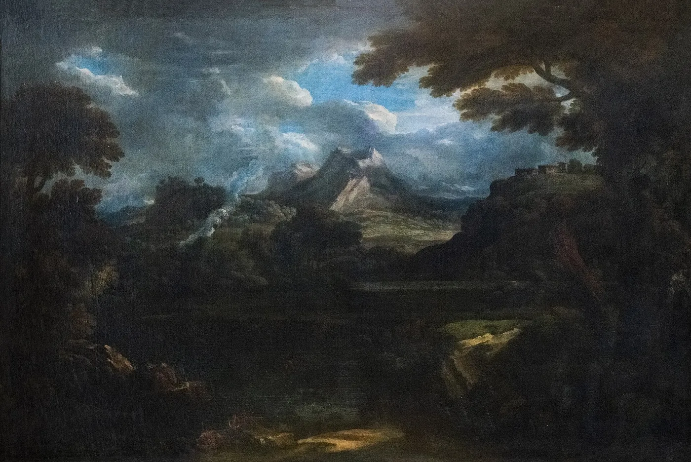 Landscape (870.9.1) (1700) by Crescenzio Onofri — original painting reproduced as a hand-painted oil on canvas