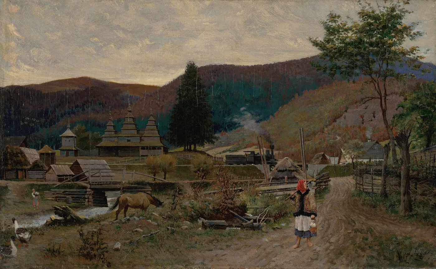 Landscape around Volovec (1890) by Eduard Hriňák — original painting reproduced as a hand-painted oil on canvas
