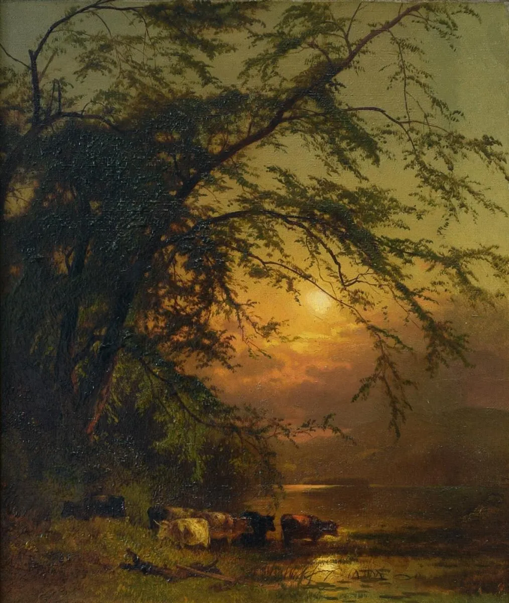 Landscape (1875) by Arthur Parton — original painting reproduced as a hand-painted oil on canvas