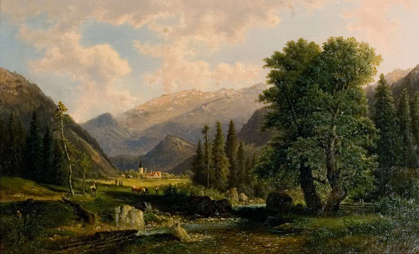 Landscape by Franz Barbarini — original painting reproduced as a hand-painted oil on canvas