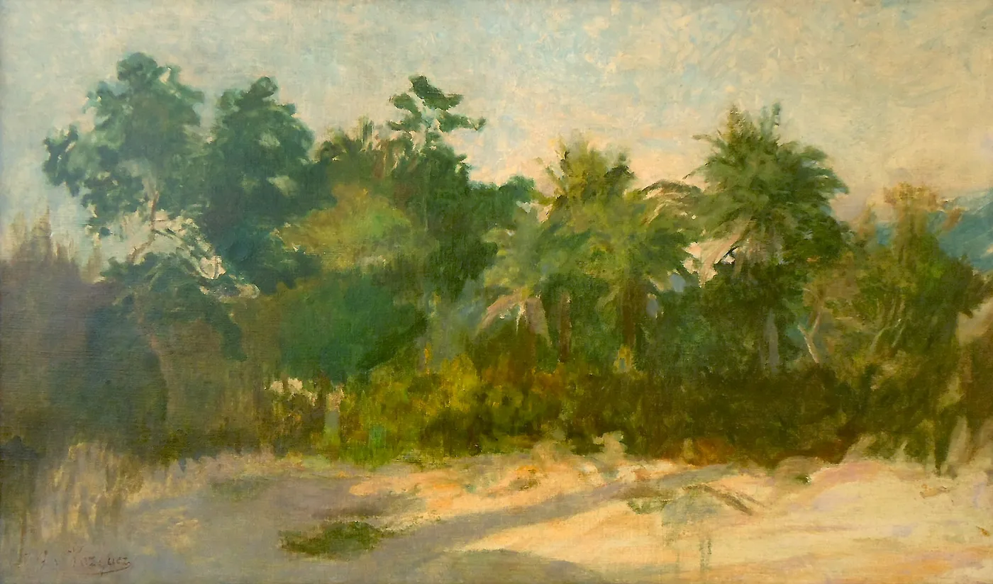 Landscape of Rio de Janeiro, Brazil (1912) by Domingo García y Vásquez — original painting reproduced as a hand-painted oil on canvas