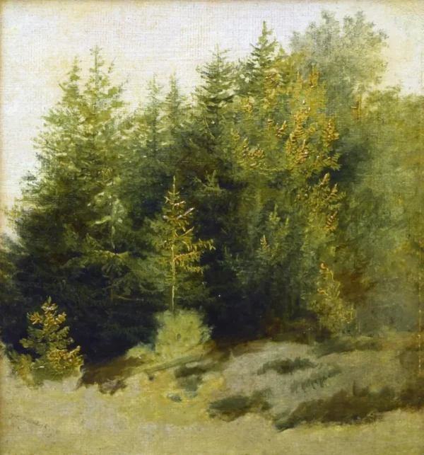 Landscape, Study in Oil by Barend Cornelis Koekkoek — original painting reproduced as a hand-painted oil on canvas